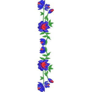 蓝色花朵刺绣图案