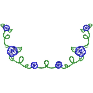蓝色花朵藤蔓装饰边框