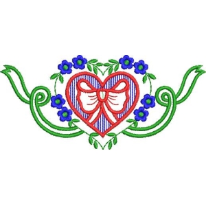 爱心蝴蝶结刺绣图案