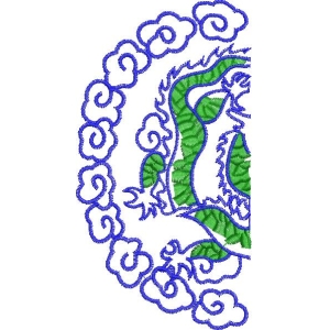 龙腾云海刺绣图案