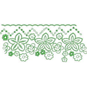 绿色刺绣花卉图案