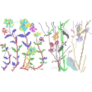 彩色像素化植物图案