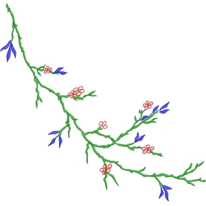 绿色枝条上的花朵图案