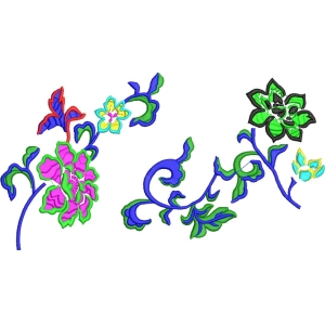 彩色花卉刺绣图案
