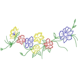 彩色花卉刺绣图案