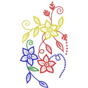 彩色花卉刺绣图案