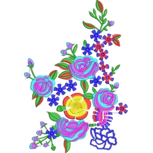 彩色刺绣花卉图案