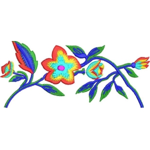 彩色花卉刺绣图案