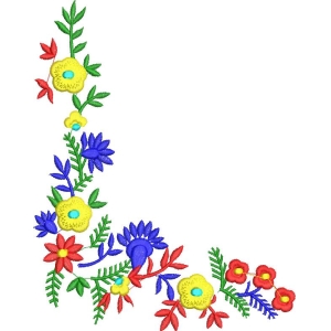 彩色花卉刺绣图案