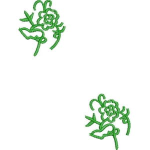 绿色刺绣花卉图案