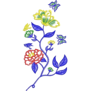 彩色刺绣花卉与蝴蝶图_zbw2651