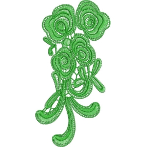 绿色刺绣花卉图案