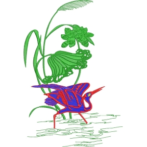 蓝红鸟栖绿植间