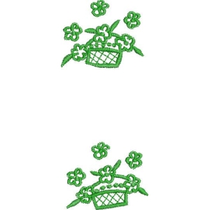 绿色刺绣花篮图案
