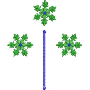 绿色雪花与蓝色杆状物图案