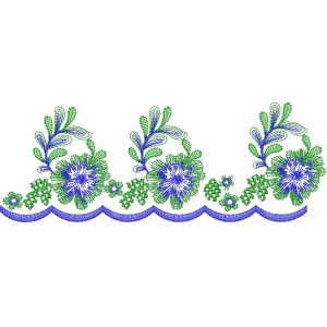 蓝色花卉刺绣图案