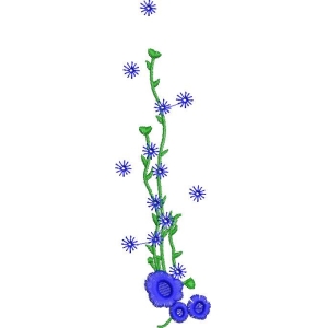 蓝色花朵刺绣图案