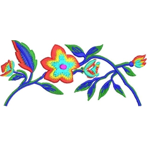 彩色花卉刺绣图案