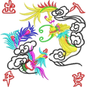 龙凤呈祥刺绣图案
