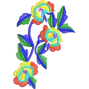 彩色花卉刺绣图案