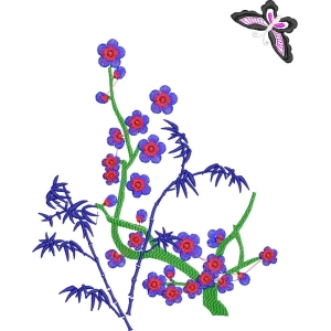 绣花梅花与蝴蝶图案