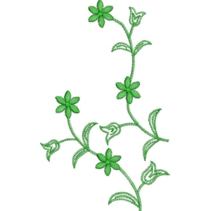 绿色藤蔓花卉刺绣图案