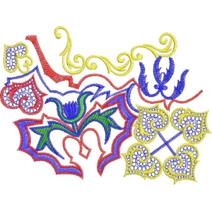 彩色刺绣花卉图案