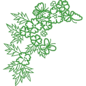 绿色刺绣花卉图案