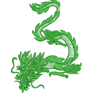 绿色刺绣龙图案
