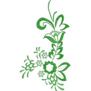 绿色植物刺绣图案