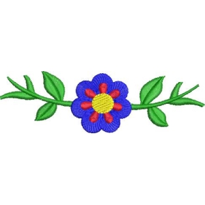 蓝色花朵刺绣图案