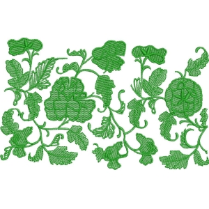 绿色植物刺绣图案