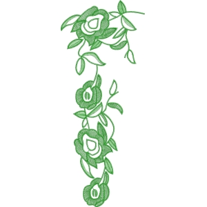 绿色刺绣玫瑰花图案