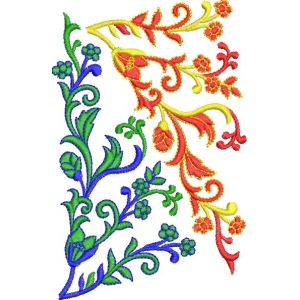彩色花卉刺绣图案