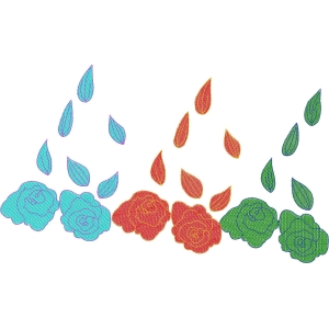 彩色玫瑰与雨滴图案