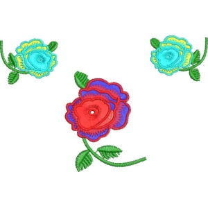 彩色刺绣玫瑰花图案