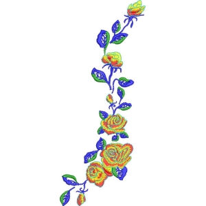 彩色刺绣玫瑰花图案