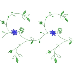 蓝色花朵藤蔓图案