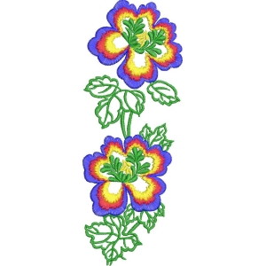 彩色花卉刺绣图案