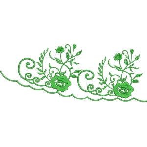 绿色花卉刺绣装饰图案