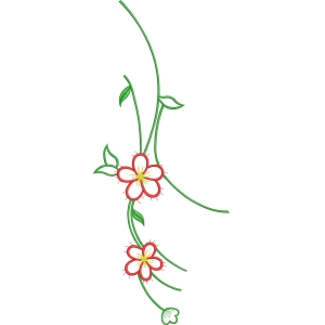 红色花朵藤蔓刺绣图案_zbw2816