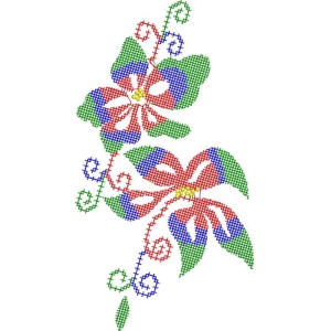 彩色像素花卉图案