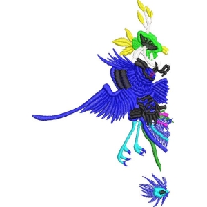 蓝色奇幻生物刺绣图案
