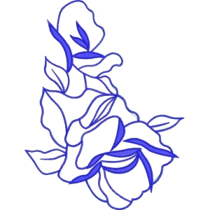 蓝色花卉刺绣图案