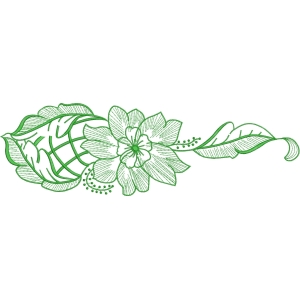 绿色刺绣花卉图案