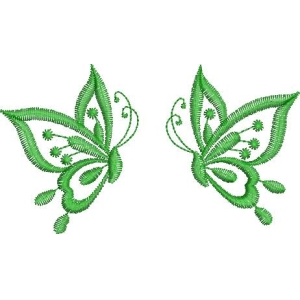 绿色蝴蝶刺绣图案