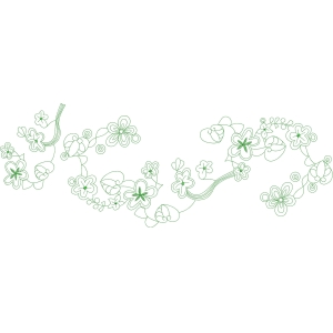 绿色花卉线描图案