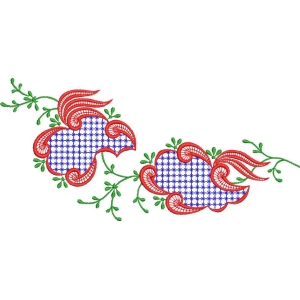 红色花纹刺绣图案