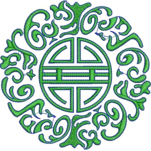 绿色祥云纹样圆形图案