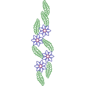 蓝色花朵与绿色叶片装饰图案
